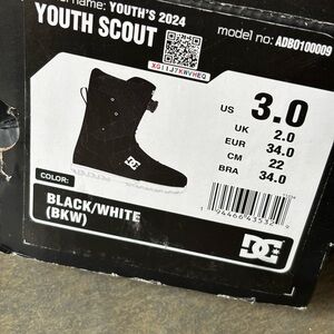 DC Youth Scout Black & White Snowboarding Boots